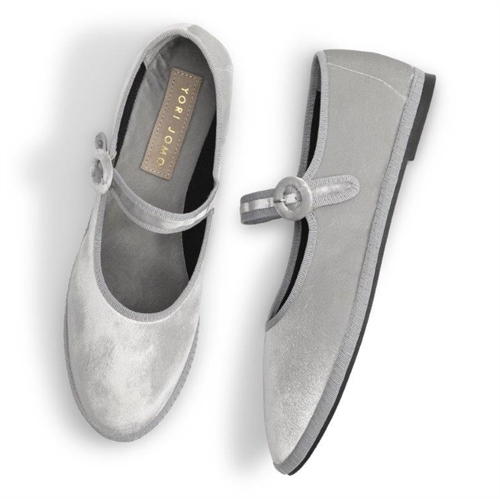 YORI JOMO MARY JANE FLAT VELLUTO SILVER